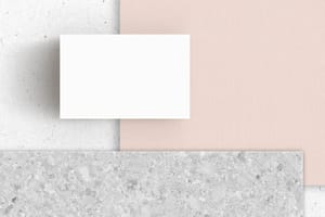 Image Business Card Paper & Wall Texture With Marble Mockup