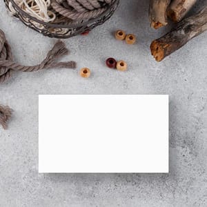 Image Business Card With Rope & Wood Mockup