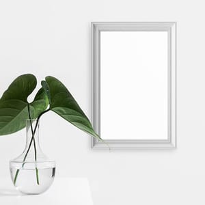 Image Frame Mockup With Green Leaf