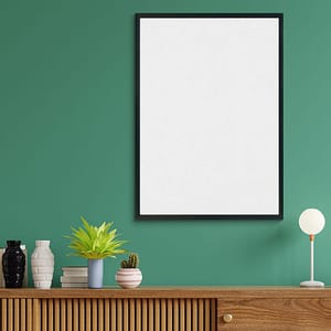 Image Frame On Green Wall Mockup