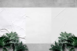 Image Glued Poster Mockup with Plant Decoration