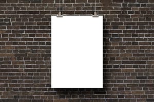 Image Hanging Poster Mockup on Brick Backdrop