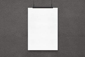 Image Hanging Poster Mockup on Grey Textured Wall