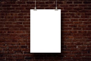 Image Hanging Poster Mockup on Red Brick Wall