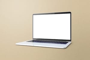 Image Laptop Mockup on Tan Textured Background