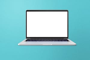 Image Laptop Mockup on Turquoise Textured Background