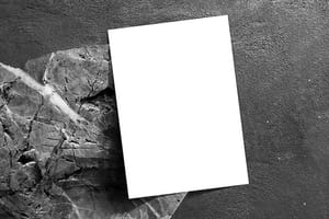 Image Paper Mockup on Black Rock Backdrop