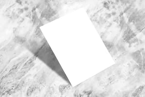 Image Paper Mockup on Classic White Marble Background