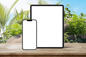 Image Phone and Tablet Mockups on Green Plant Background