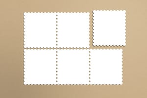 Image Postage Stamp Mockup Beige Background