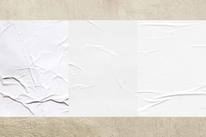 Image Triple Glued Poster Mockup on Eggshell Wall Background