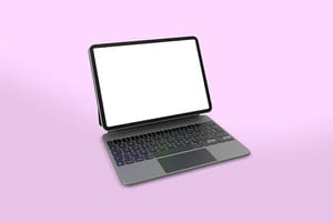 Image iPad Pro Mockup With Keyboard on Lavender Background