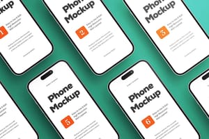 Photoshop Lined Up Mobile Phone Mockup