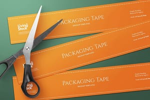 Photoshop Living Stock Orange Packaging Tape Mockup