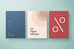 Photoshop Minimal Triple A4 Paper Mockup Scene