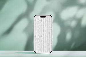 PNG Minimal iPhone 15 Pro Mockup on Green Background