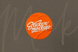 Photoshop Orange Sticker Mockup