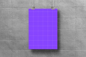 PNG Hanging Poster Mockup on Brick Wall