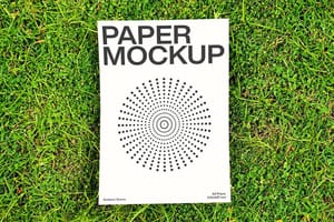 Photoshop Paper Mockup Lay On Grass Ground