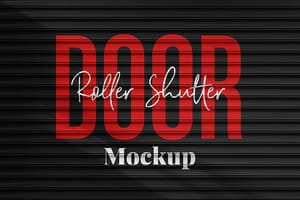 Photoshop Realistic Black Roller Shutter Door Mockup