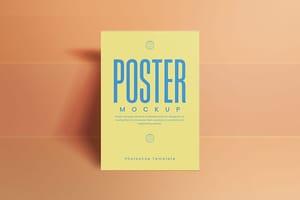 Photoshop Realistic Poster Mockup On Wall Brown