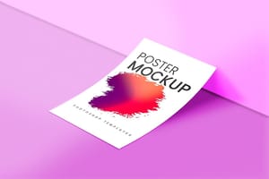 Photoshop Realistic Poster Mockup With The Wall Purple Background