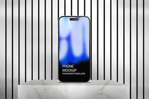 Photoshop Realistic iPhone Mockup On Marble Podium