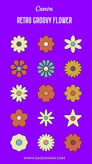 Canva Retro Groofy Flower Elements