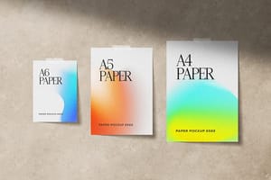 Photoshop Size Set of Gradient Paper Mockup