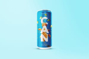 Photoshop Standing Fresh Soda Can Mockup with Blue Color