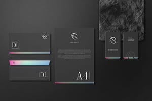 Photoshop Stationary Mockup Black Marble Background