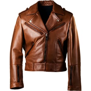 Sticker Leather Jacket Brown 3