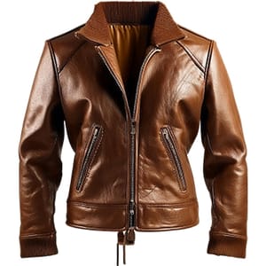 Sticker Leather Jacket Brown 6