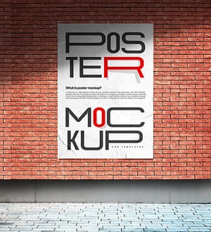 Photoshop Street Poster Mockup on Brick Wall