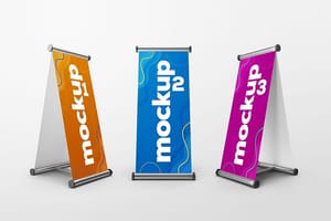 Photoshop Three Advertising Stand Mockup