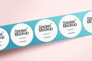 Photoshop Tiffany Blue Color Sticker Tape Mockup