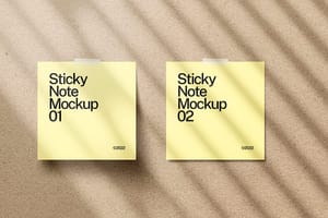 Photoshop Two Sticky Note Mockup Sticked on Textured Wall Background