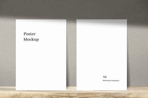 Photoshop Two White Poster Mockup With Shadow Overlay