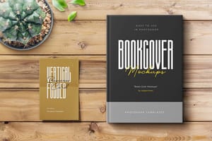 Photoshop Vertical Folded Business Card and Bookcover Mockup