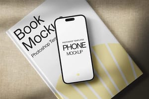 Photoshop White Book and Mobile Phone Mockup