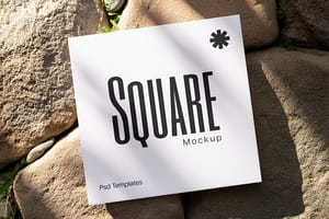 Photoshop White Square Paper Mockup On Stone