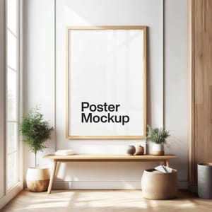 Photoshop Wooden Frame Mockup with Cozy Interior