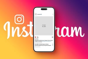 Photoshop iPhone 15 Mockup on Instagram Background