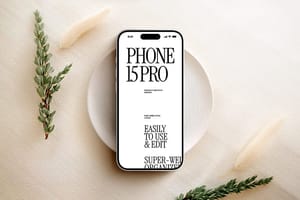 Photoshop iPhone 15 Pro Mockup on Ceramic Bowl