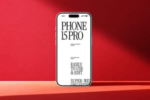 Photoshop iPhone 15 Pro Mockup with Red Background