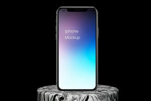 Photoshop iPhone X Mockup Standing on Circle Stone Podium