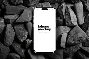 Photoshop iPhone Mockup On Black Rocks