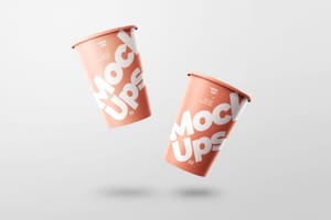 Photoshop Floating Two Paper Cup Mockup