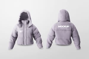 Photoshop Front and Back Men Puffer Jacket Mockup