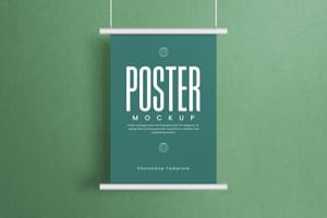 Photoshop Hanging Scrolling Poster Mockup